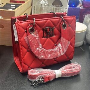 Badgley Mischka Red Mini Quilted Bag
